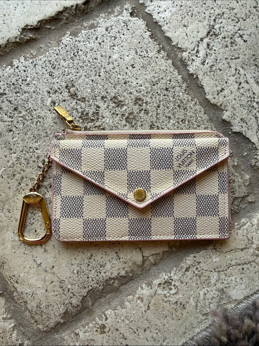 RARE Louis Vuitton Damier Azur Card Holder Recto Verso Rose Ballerine